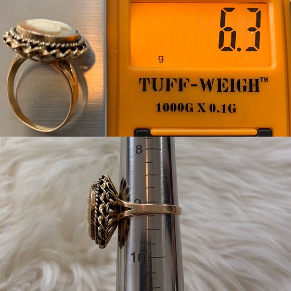18k Gold Cameo Ring 9-9.25 Man Or God In Helmet - Picture 11 of 11